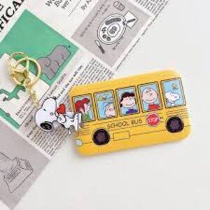 Snoopy School Bus Card Holder Key Chain
